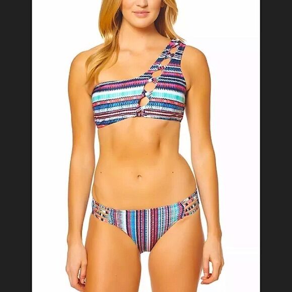 Jessica Simpson multicolored one-shouldered bikini - Picture 5 of 13